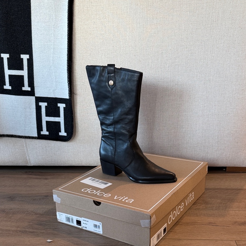 Dolce Vita Vern WIDE CALF Black Heeled Boots for Women